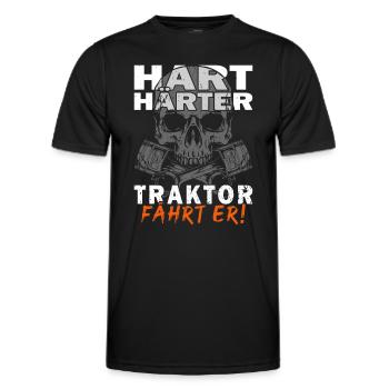 Hart Härter Traktor fährt er - Bauern - Landwirt - Männer Funktions-T-Shirt - Schwarz - Vorne - AI Model Male 178 dark (178cm)