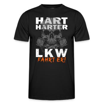 Hart Härter LKW Fährt Er - Trucker - LKW Fahrer - Männer Funktions-T-Shirt - Schwarz - Vorne - AI Model Male 178 dark (178cm)