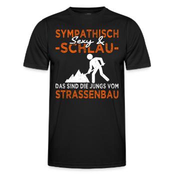 Strassenbauer - Strassenbau - Bauarbeiter - Männer Funktions-T-Shirt - Schwarz - Vorne - AI Model Male 178 dark (178cm)