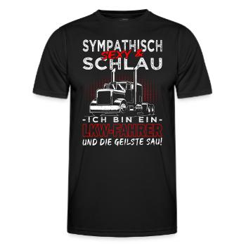 Sympathisch, sexy & schlau LKW Fahrer - Trucker - Männer Funktions-T-Shirt - Schwarz - Vorne - AI Model Male 178 dark (178cm)