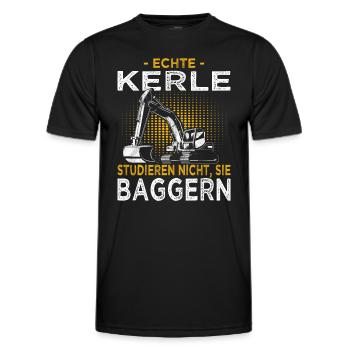 Bagger Spruch für Bauarbeiter & Baggerfahrer - Männer Funktions-T-Shirt - Schwarz - Vorne - AI Model Male 178 dark (178cm)