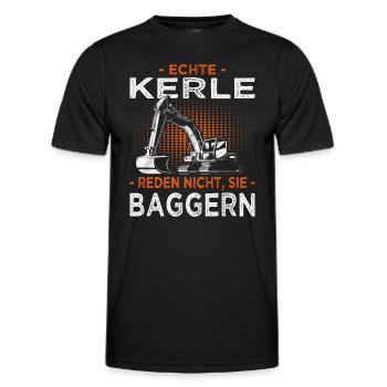 Bagger Spruch für Bauarbeiter & Baggerfahrer - Männer Funktions-T-Shirt - Schwarz - Vorne - AI Model Male 178 dark (178cm)