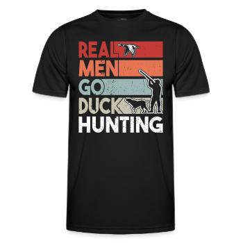 Duck Hunting - Entenjagt - Entenjäger & Hund - Männer Funktions-T-Shirt - Schwarz - Vorne - AI Model Male 178 dark (178cm)