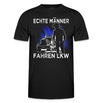 Echte Männer Fahren LKW - Vatertag - Männer Funktions-T-Shirt - Schwarz - Vorne - AI Model Male 178 dark (178cm)