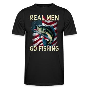 Real Men Go Fishing - Männer Funktions-T-Shirt - Schwarz - Vorne - AI Model Male 178 dark (178cm)