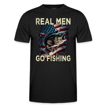 Real Men Go Fishing - Männer Funktions-T-Shirt - Schwarz - Vorne - AI Model Male 178 dark (178cm)