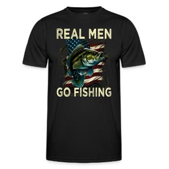 Real Men Go Fishing - Männer Funktions-T-Shirt - Schwarz - Vorne - AI Model Male 178 dark (178cm)
