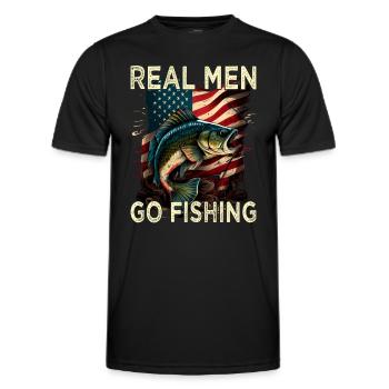 Real Men Go Fishing - Männer Funktions-T-Shirt - Schwarz - Vorne - AI Model Male 178 dark (178cm)