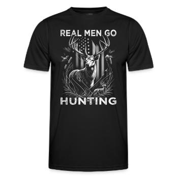 Real Men go Hunting - Jäger - Männer Funktions-T-Shirt - Schwarz - Vorne - AI Model Male 178 dark (178cm)