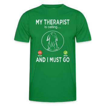 My Therapist Is Calling Rabbit - Rabbit Breeding - Men's Functional T-Shirt - kelly green - Front - AI Model Male 178 dark (178cm)