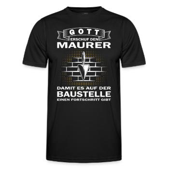 Gott erschuf den Maurer - Baustellen Handwerker - Männer Funktions-T-Shirt - Schwarz - Vorne - AI Model Male 178 dark (178cm)