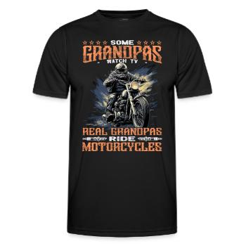 Biker Grandpa - Motorcyclist - Motorcycle - Men's Functional T-Shirt - black - Front - AI Model Male 178 dark (178cm)