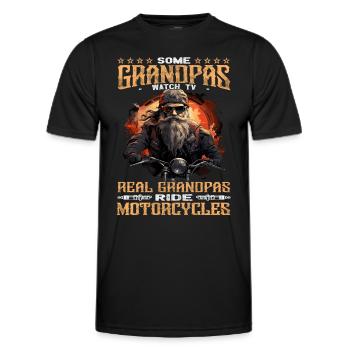 Real Grandpas Ride Motorcycles | Motorcyclist - Men's Functional T-Shirt - black - Front - AI Model Male 178 dark (178cm)