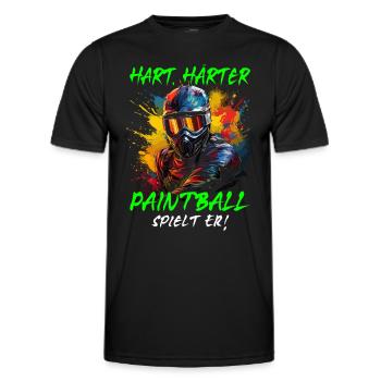 Hart Härter Paintball spielt er | Paintballspieler - Männer Funktions-T-Shirt - Schwarz - Vorne - AI Model Male 178 dark (178cm)