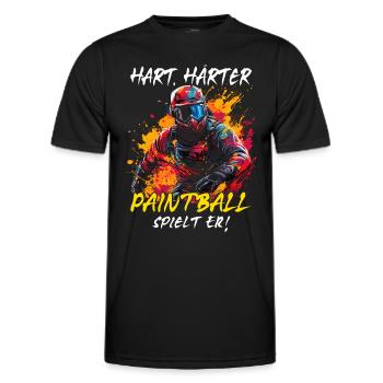 Hart Härter Paintball spielt er | Paintballspieler - Männer Funktions-T-Shirt - Schwarz - Vorne - AI Model Male 178 dark (178cm)