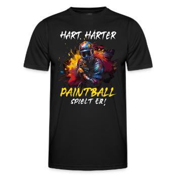 Hart Härter Paintball spielt er | Paintballspieler - Männer Funktions-T-Shirt - Schwarz - Vorne - AI Model Male 178 dark (178cm)