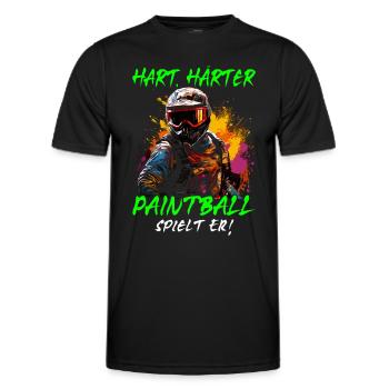Hart Härter Paintball spielt er | Paintballspieler - Männer Funktions-T-Shirt - Schwarz - Vorne - AI Model Male 178 dark (178cm)