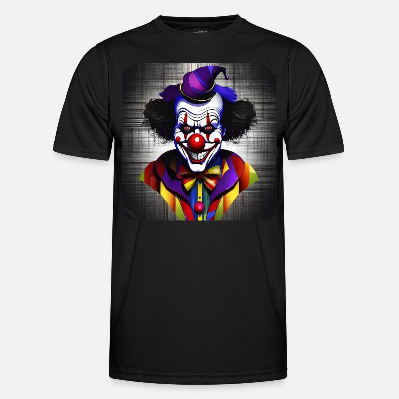 Evil grinning horror clown with red nose - Men's Functional T-Shirt - black