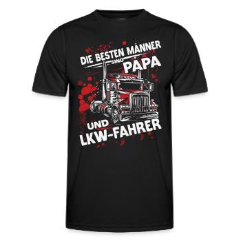 Die besten Männer sind Papa & LKW fahrer Vatertag - Männer Funktions-T-Shirt - Schwarz - Vorne - AI Model Male 178 dark (178cm)