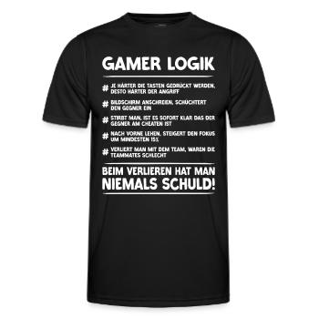 Gamer Logik | Gaming & Zocken - Männer Funktions-T-Shirt - Schwarz - Vorne - AI Model Male 178 dark (178cm)