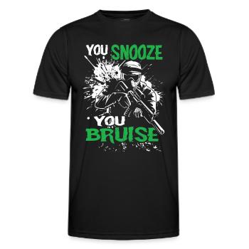 Paintball disant que vous dormez, vous avez des ecchymoses | Paintball - T-shirt sport Homme - noir - Devant - AI Model Male 178 dark (178cm)