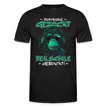 Zuhause gezockt Realschule gerockt Schulabschluss - Männer Funktions-T-Shirt - Schwarz - Vorne - AI Model Male 178 dark (178cm)