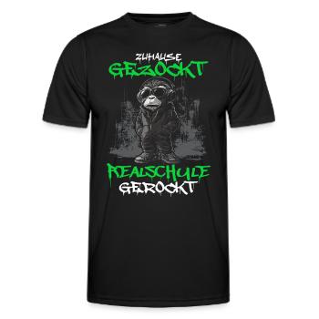 Zuhause gezockt Realschule gerockt Schulabschluss - Männer Funktions-T-Shirt - Schwarz - Vorne - AI Model Male 178 dark (178cm)