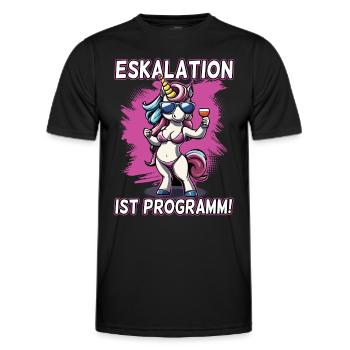 Eskalation ist Programm Einhorn | Party Unicorn - Männer Funktions-T-Shirt - Schwarz - Vorne - AI Model Male 178 dark (178cm)