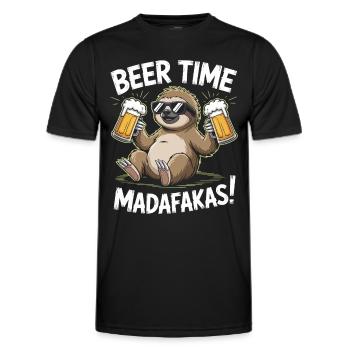 Bier Faultier | Beer Time Madafakas Sloth - Männer Funktions-T-Shirt - Schwarz - Vorne - AI Model Male 178 dark (178cm)