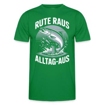 Angeln | Rute raus Alltag aus | Angler - Männer Funktions-T-Shirt - Kelly Green - Vorne - AI Model Male 178 dark (178cm)
