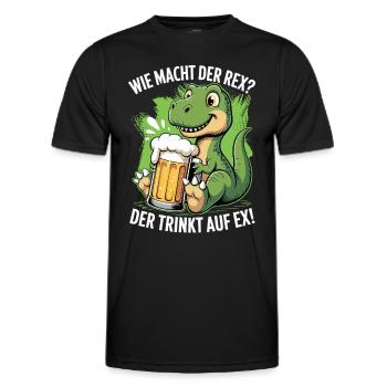 Wie macht der Rex - der trinkt auf ex | Bier Time - Männer Funktions-T-Shirt - Schwarz - Vorne - AI Model Male 178 dark (178cm)