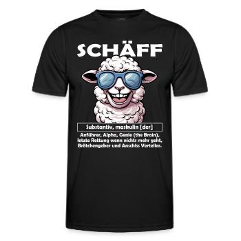 Schäff | Chef | Teamleiter| Abteilungsleiter - Männer Funktions-T-Shirt - Schwarz - Vorne - AI Model Male 178 dark (178cm)