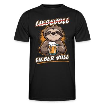 Bier Faultier | Liebevoll lieber voll Sloth - Männer Funktions-T-Shirt - Schwarz - Vorne - AI Model Male 178 dark (178cm)