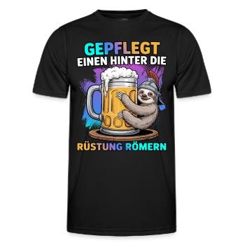 Gepflegt einen hinter die Rüstung römern Faultier - Männer Funktions-T-Shirt - Schwarz - Vorne - AI Model Male 178 dark (178cm)