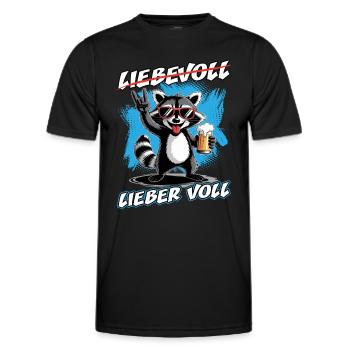 Bier | Liebevoll lieber voll | Waschbär - Männer Funktions-T-Shirt - Schwarz - Vorne - AI Model Male 178 dark (178cm)