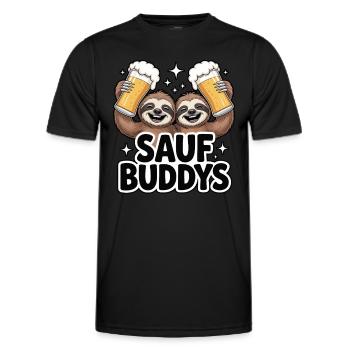 Sauf Buddys Sloth Faultier | Bier - Männer Funktions-T-Shirt - Schwarz - Vorne - AI Model Male 178 dark (178cm)