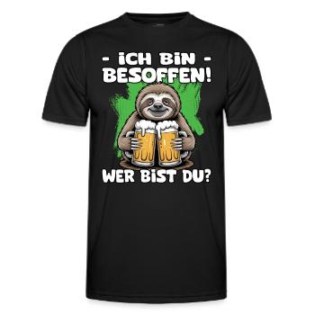 Ich bin besoffen wer bist du Faultier | Bier Sloth - Männer Funktions-T-Shirt - Schwarz - Vorne - AI Model Male 178 dark (178cm)