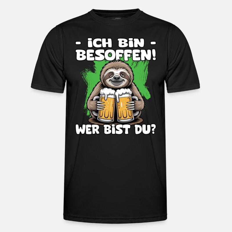 Ich bin besoffen wer bist du Faultier | Bier Sloth Männer Funktions-T-Shirt