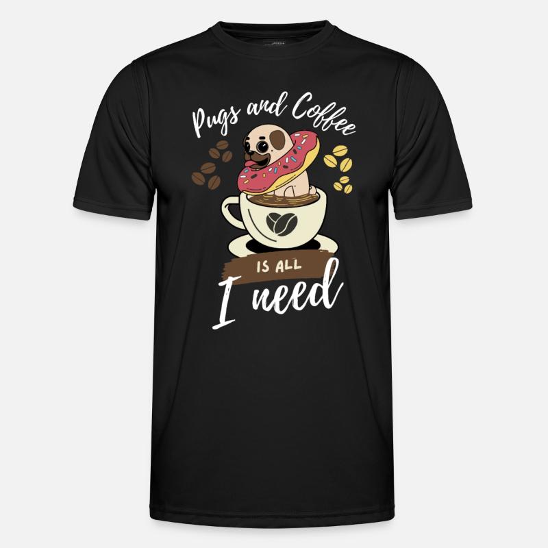 Pugs and coffee - Men's Functional T-Shirt - black
