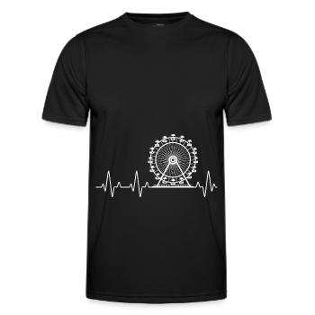 Ferris Wheel Heartbeat Amusement Park - Men's Functional T-Shirt - black - Front - AI Model Male 178 dark (178cm)