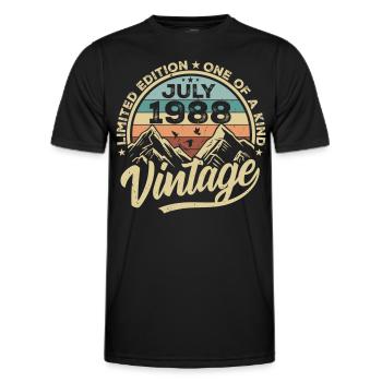 Born in July 1988 Born in July 1988 Born in July 1988 - Men's Functional T-Shirt - black - Front - AI Model Male 178 dark (178cm)