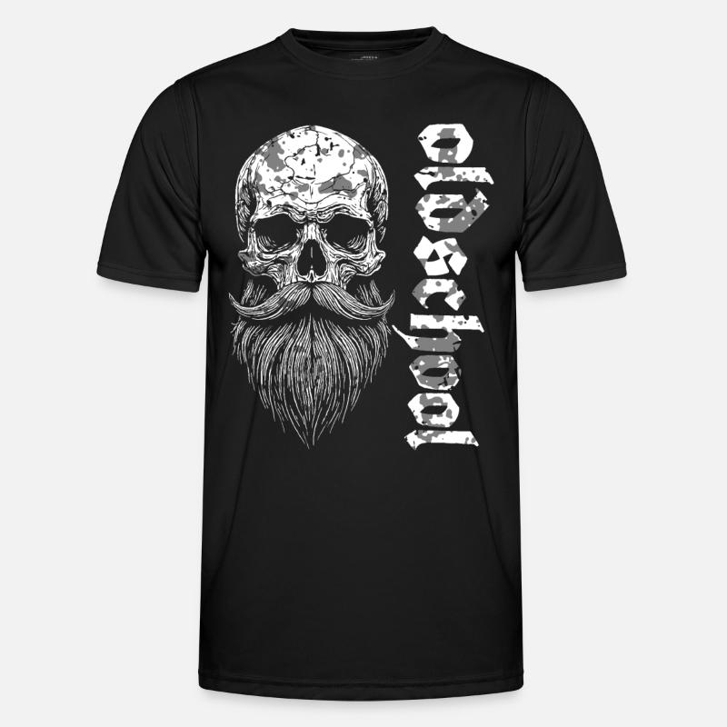 Oldschool Bärtiger Skull - Männer Funktions-T-Shirt - Schwarz