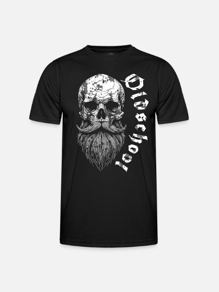 Bearded Oldschool Skull - Men's Functional T-Shirt - black