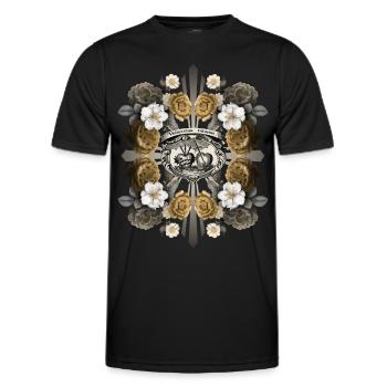 Jesus Christus, Heiliges Herz Jesu, Rosen-Dekor - Männer Funktions-T-Shirt - Schwarz - Vorne - AI Model Male 178 dark (178cm)