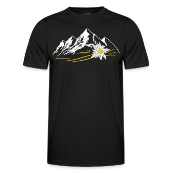 Berglandschaft mit einem Edelweiss - Männer Funktions-T-Shirt - Schwarz - Vorne - AI Model Male 178 dark (178cm)