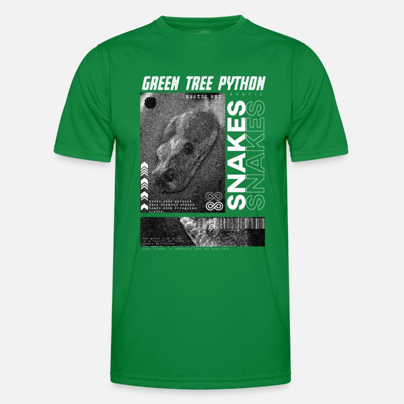 Green Tree Python Modern Streetwear Reptile Keeper Men's Functional T-Shirt