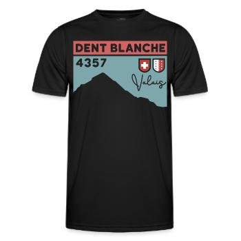 Dent Blanche Grenchen Valais Normal route alpine tour - Men's Functional T-Shirt - black - Front - AI Model Male 178 dark (178cm)