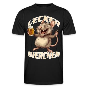 Lecker Bierchen X Ratte mit Bier lustiges - Männer Funktions-T-Shirt - Schwarz - Vorne - AI Model Male 178 dark (178cm)