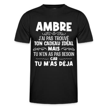Ambre J'ai Pas Trouvé Ton Cadeau Idéal Mais Tu... - T-shirt sport Homme - noir - Devant - AI Model Male 178 dark (178cm)