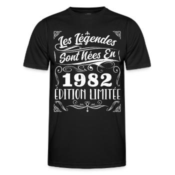 Les Légendes Sont Nés En 1982 | Cadeau - T-shirt sport Homme - noir - Devant - AI Model Male 178 dark (178cm)